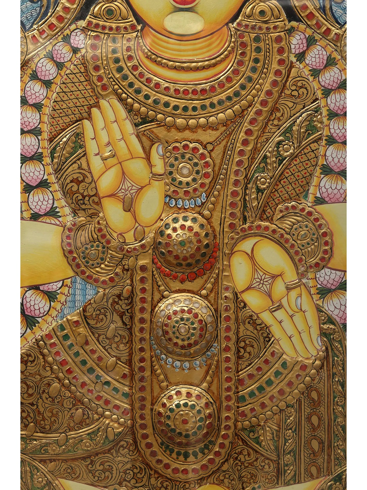 Super Large Tanjore Painting of Goddess Gajalakshmi with Frame | Traditional Colors with 24 Karat Gold