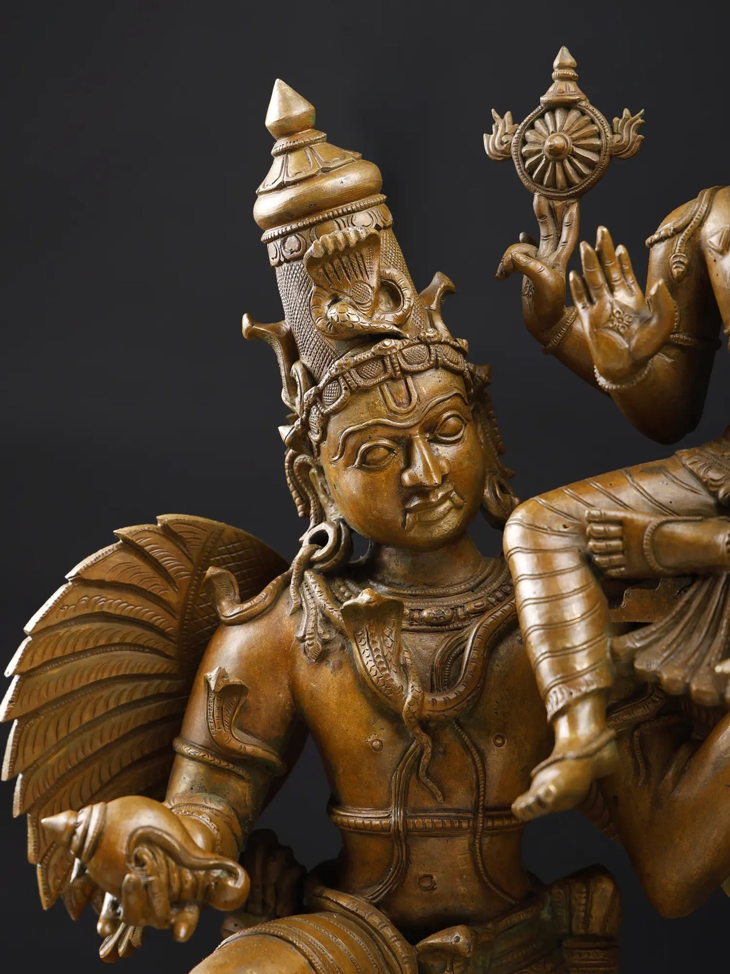29"Lakshmi-Narayana Seated on Garuda | Bronze Statue