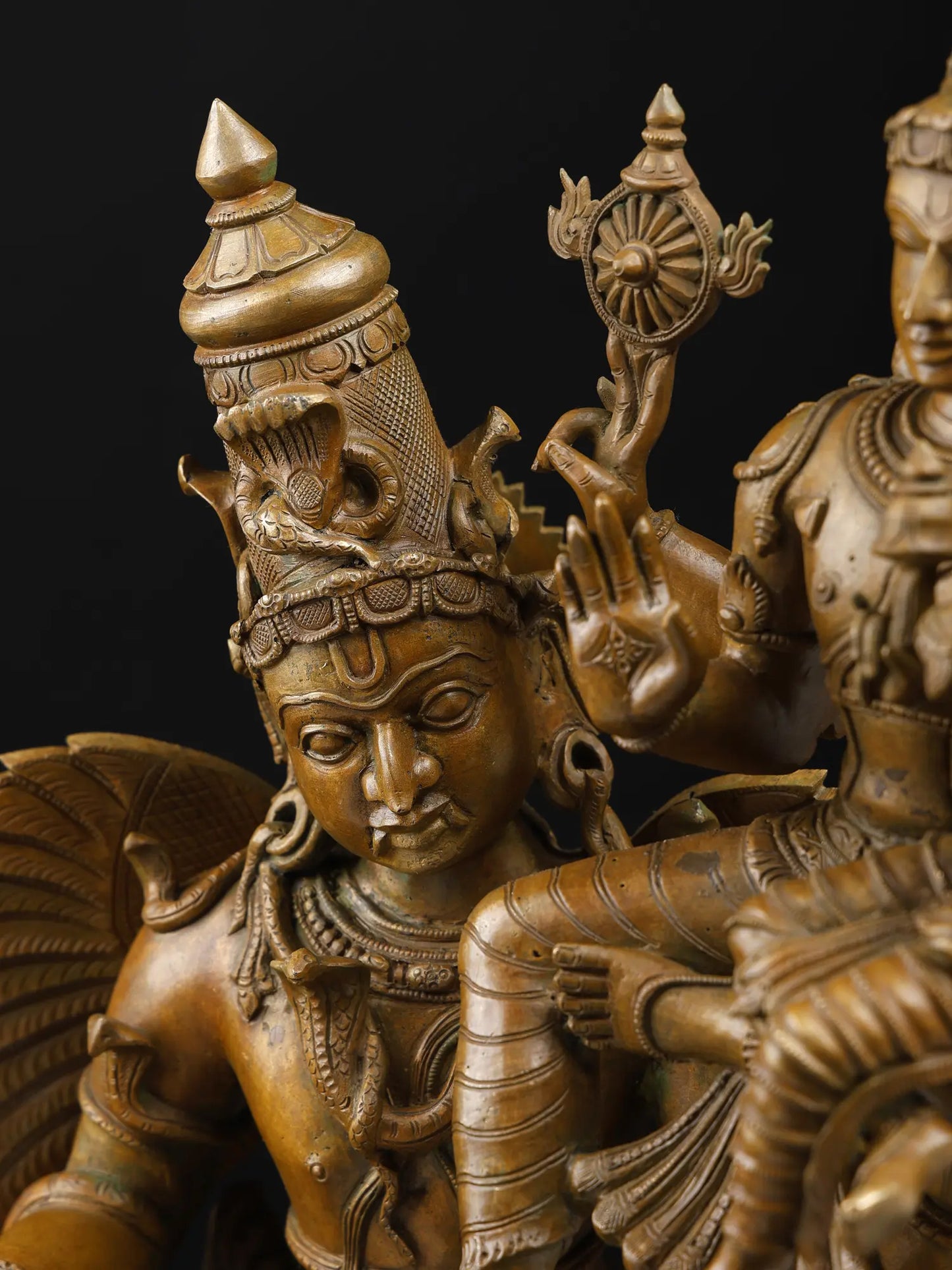 29"Lakshmi-Narayana Seated on Garuda | Bronze Statue