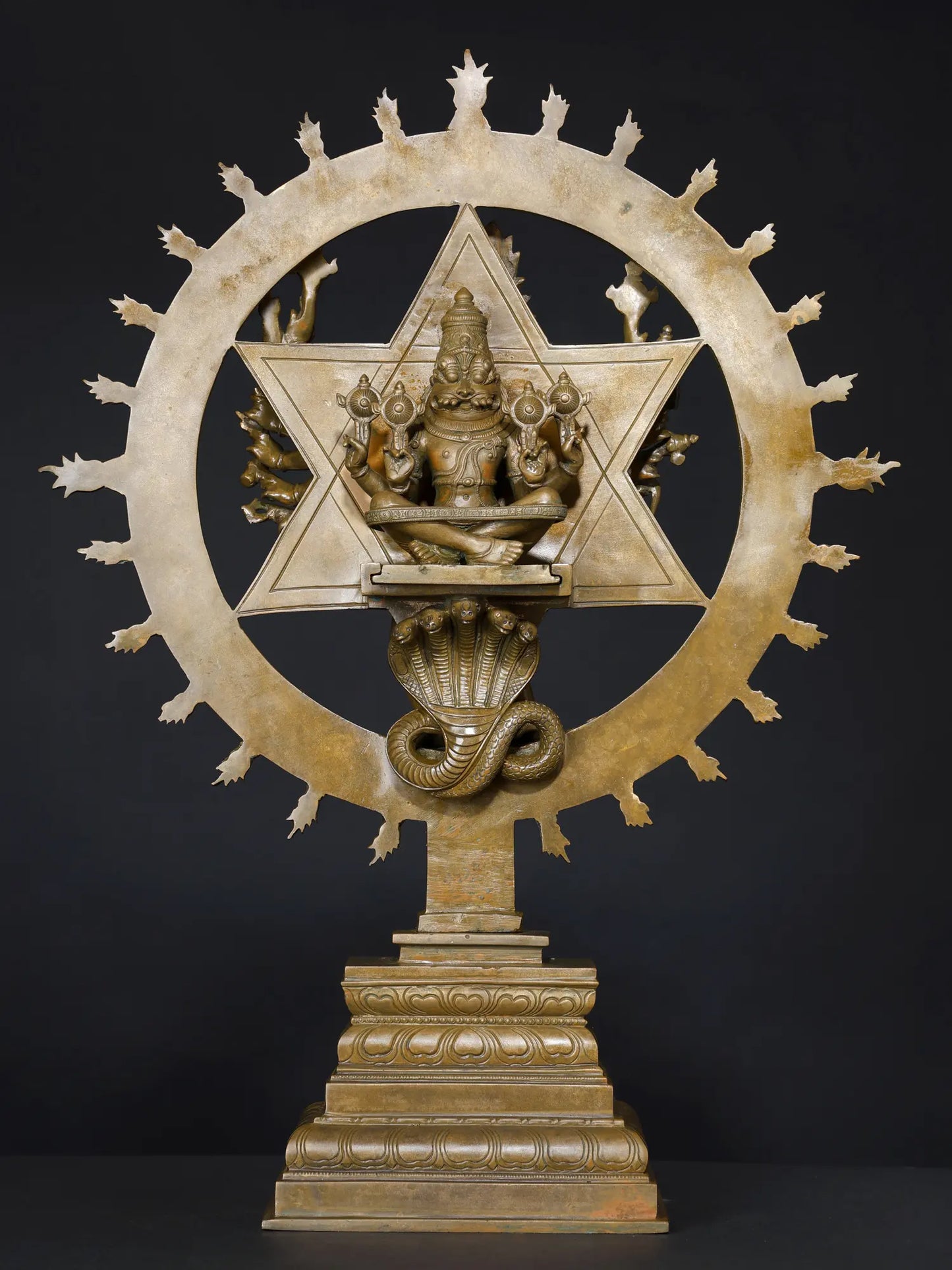 21" Superfine Statue of Sudarshana | Handmade Bronze Statue