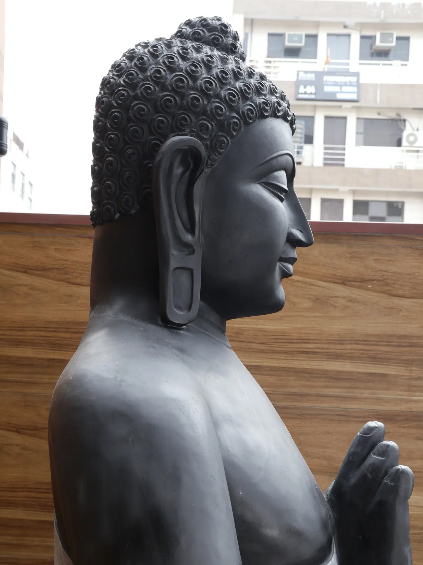 108" Super Large Lord Buddha Preaching His Dharma | Black Marble Sculpture for Temple | Shipped by Sea Overseas
