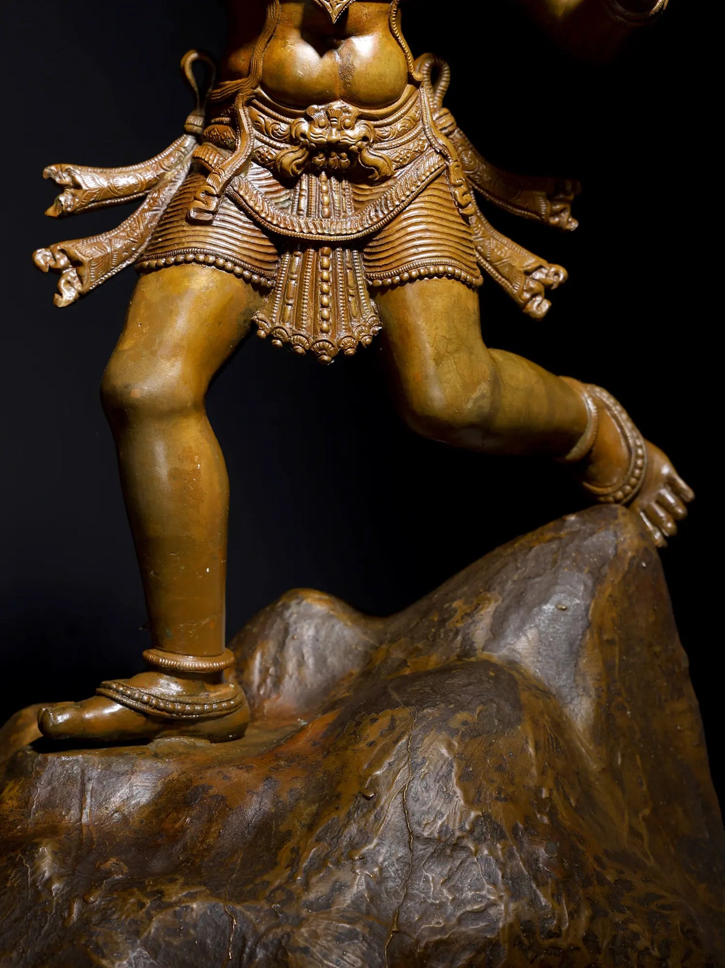 24" Lord Hanuman Carrying Shri Ram and Lakshman on his Shoulders | Panchaloha Bronze Statue