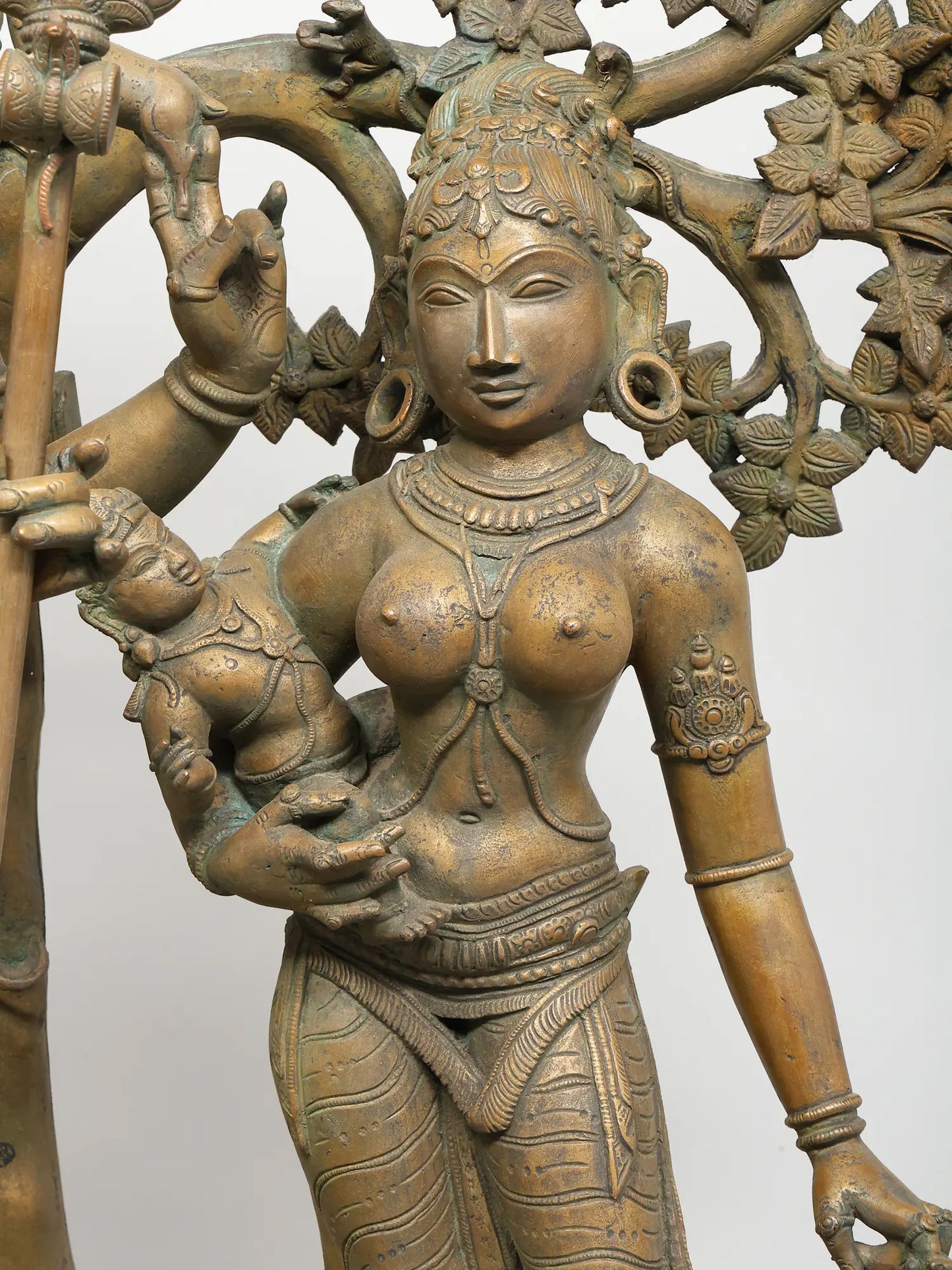 41" Lord Shiva with Family (Lost-Wax) Sculpture | Panchaloha Bronze from Swamimalai