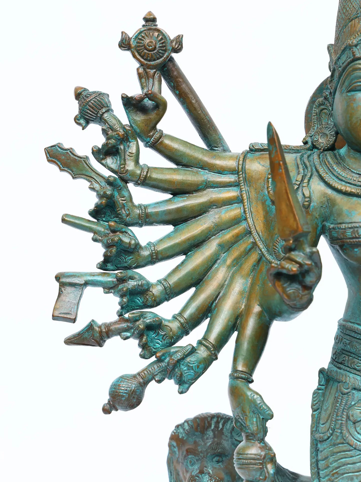 19" Eighteen Armed Standing Goddess Durga