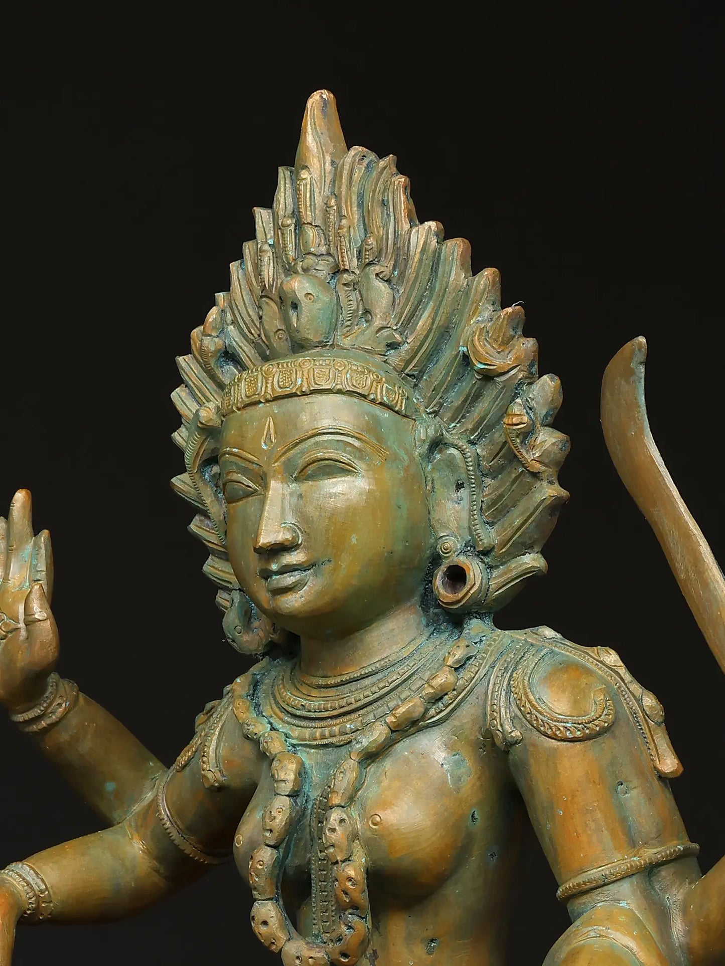 21" Dancing Goddess Kali with Four Arms | Panchaloha Bronze Statue from Swamimalai