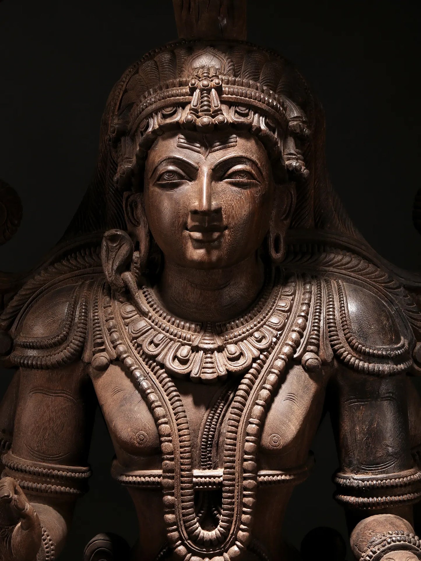 68" Superfine Wood Carved Statue of Dakshinamurti Shiva - God of Wisdom | Handmade Wood Figurine for Temple