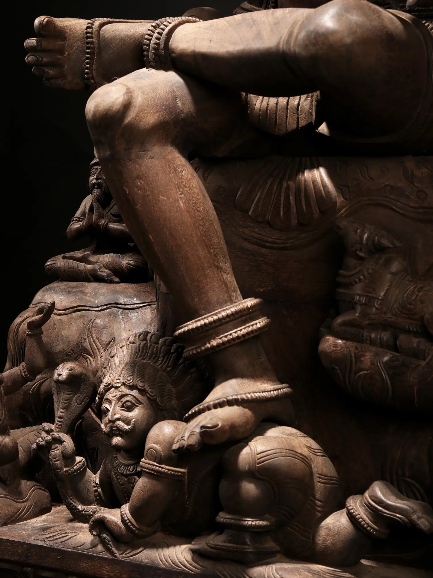 68" Superfine Wood Carved Statue of Dakshinamurti Shiva - God of Wisdom | Handmade Wood Figurine for Temple