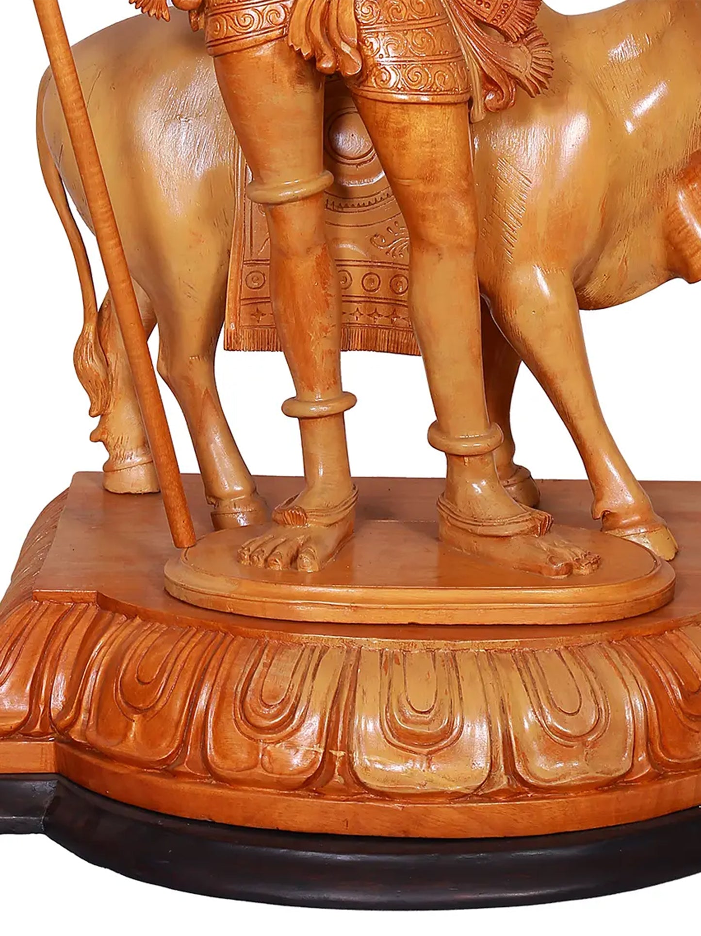 27" Lord Shiva as Lord Pashupatinath with Nandi | Wood Carved Statue | Spiritual Wood Sculpture