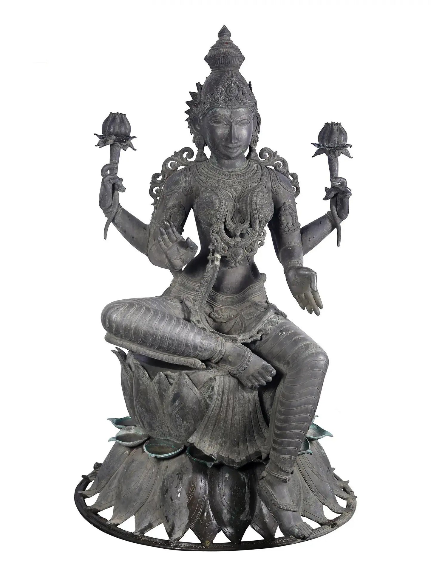66'' Large Statue of Devi Lakshmi (Lost-Wax) | Panchaloha Bronze from Swamimalai (Shipped by Sea)