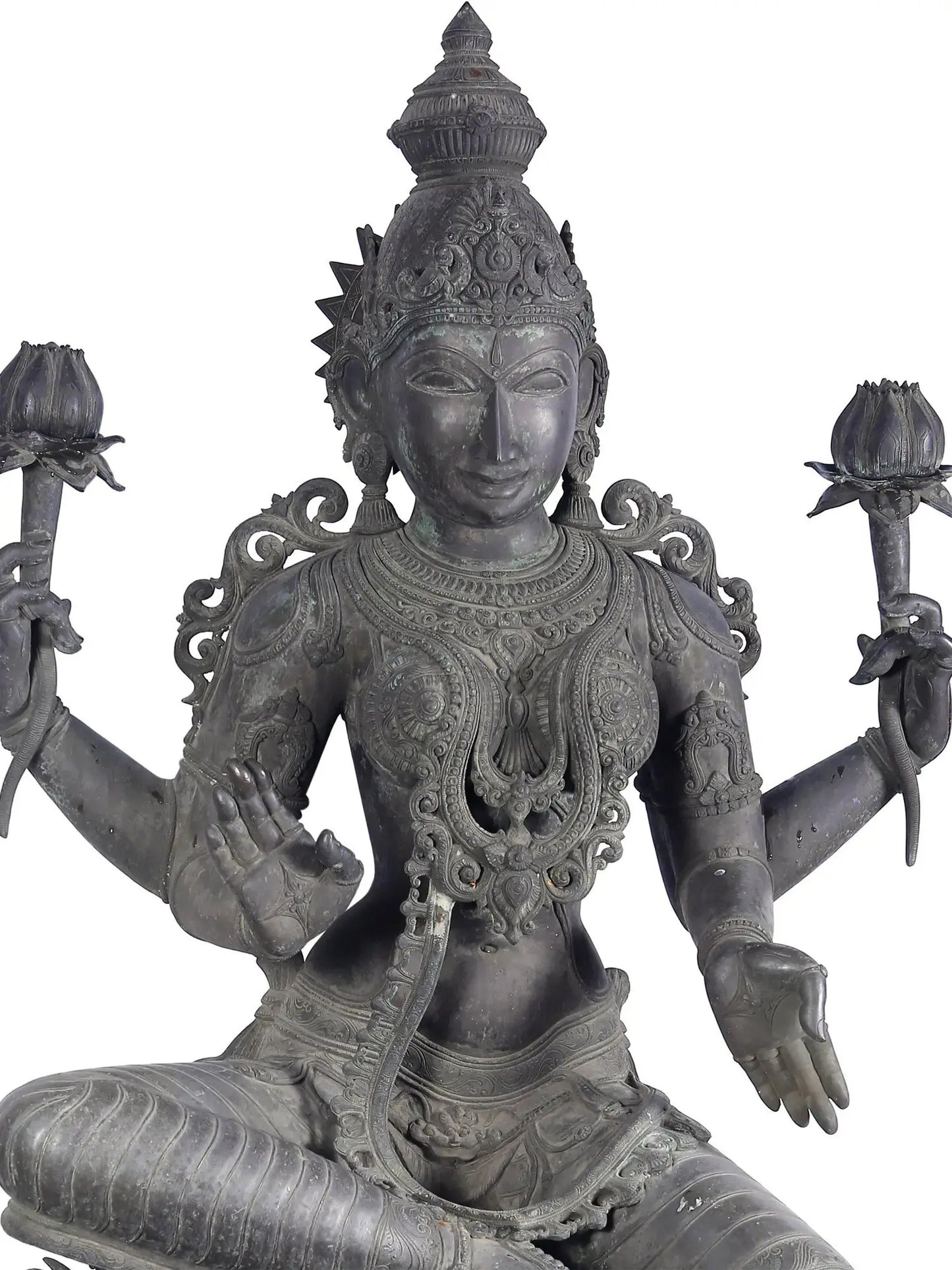 66'' Large Statue of Devi Lakshmi (Lost-Wax) | Panchaloha Bronze from Swamimalai (Shipped by Sea)