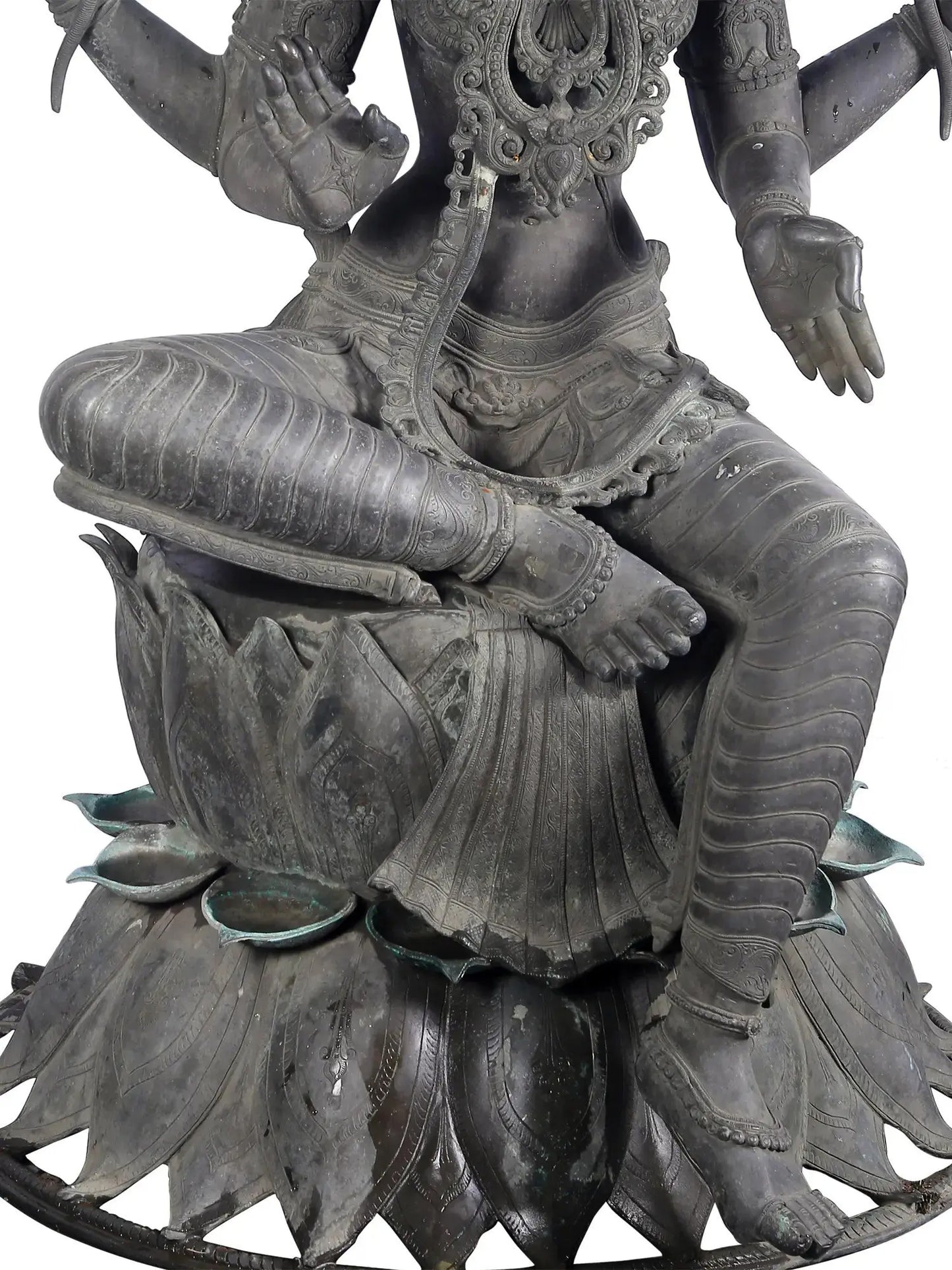 66'' Large Statue of Devi Lakshmi (Lost-Wax) | Panchaloha Bronze from Swamimalai (Shipped by Sea)
