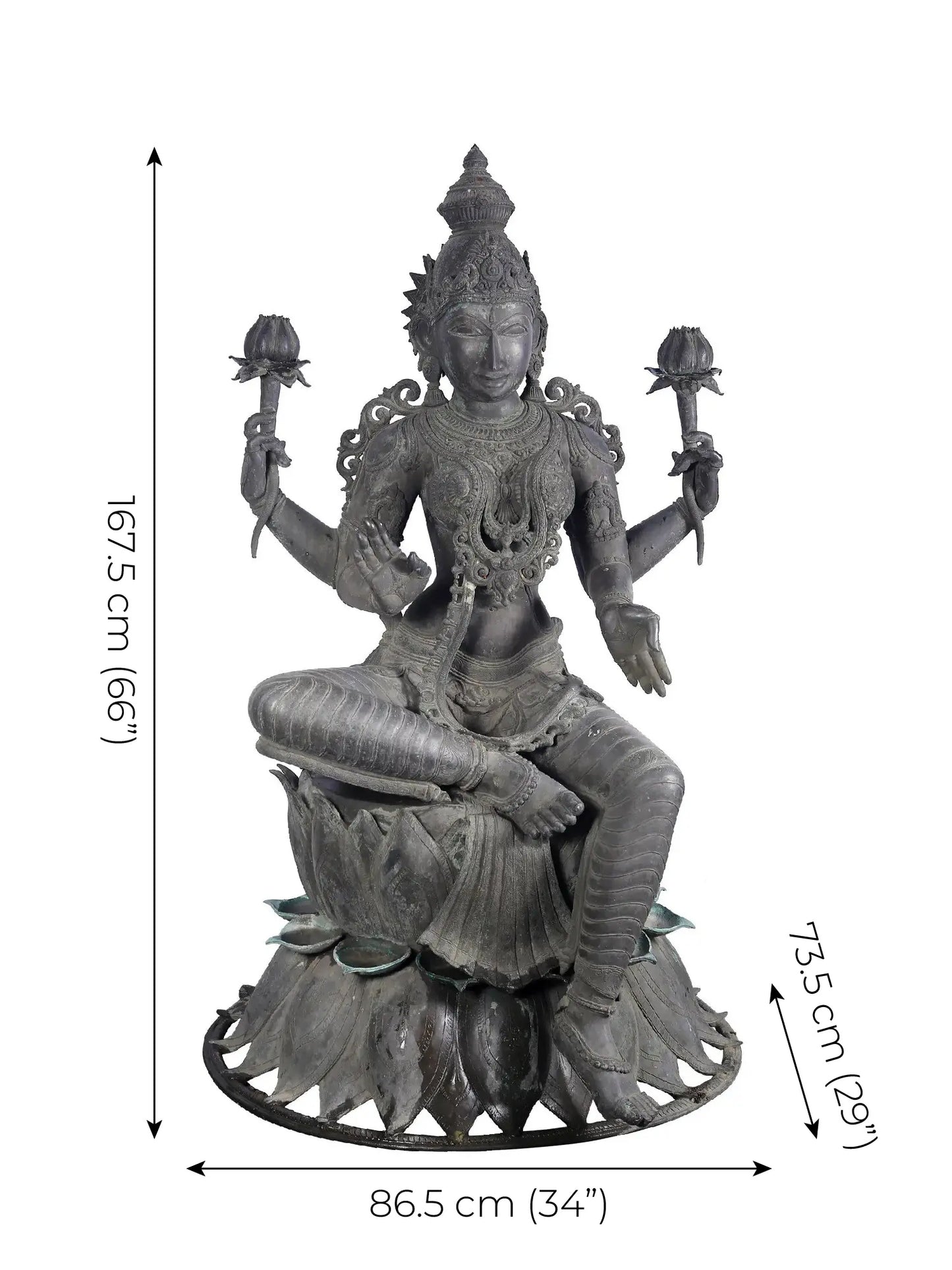 66'' Large Statue of Devi Lakshmi (Lost-Wax) | Panchaloha Bronze from Swamimalai (Shipped by Sea)