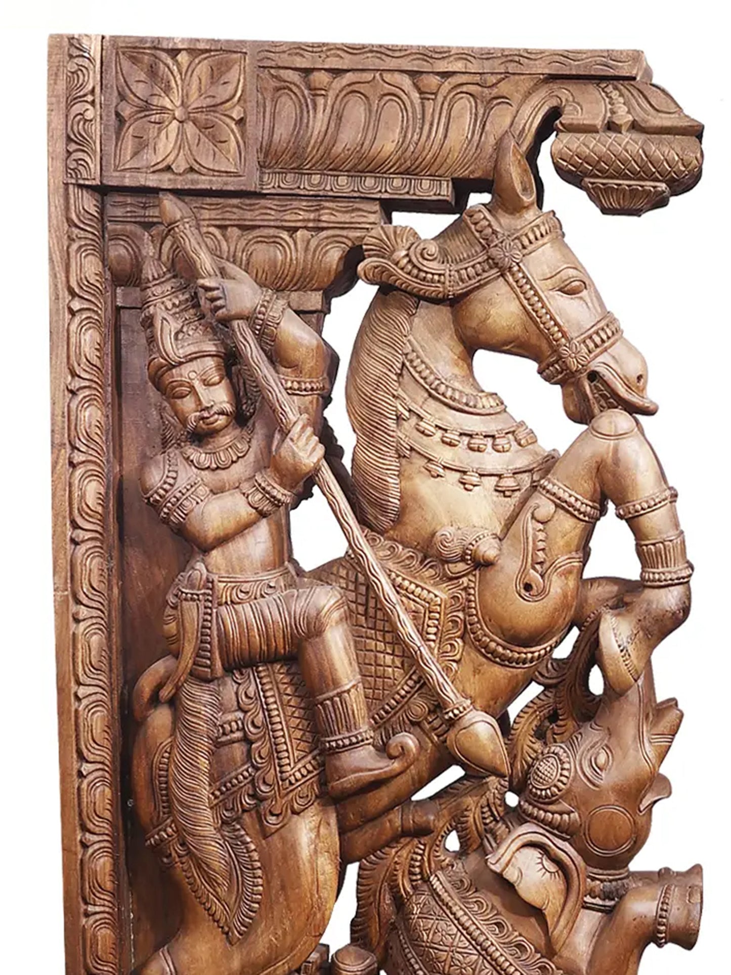 73" Large Wood Brackets Pair with Attractive Carving | Wood Carved Item for Home