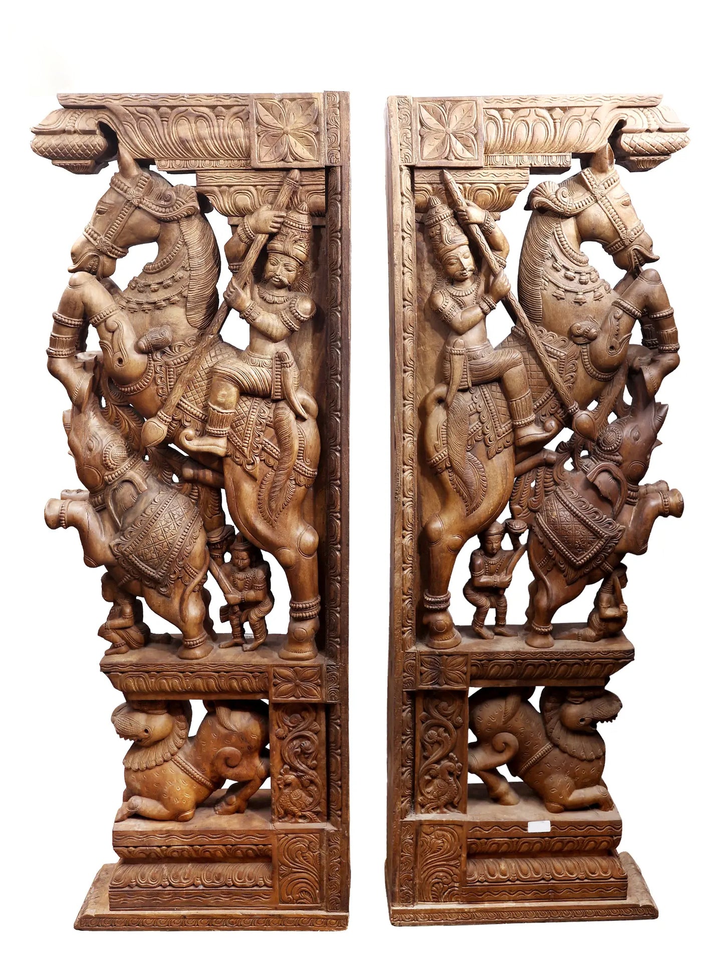 73" Large Wood Brackets Pair with Attractive Carving | Wood Carved Item for Home