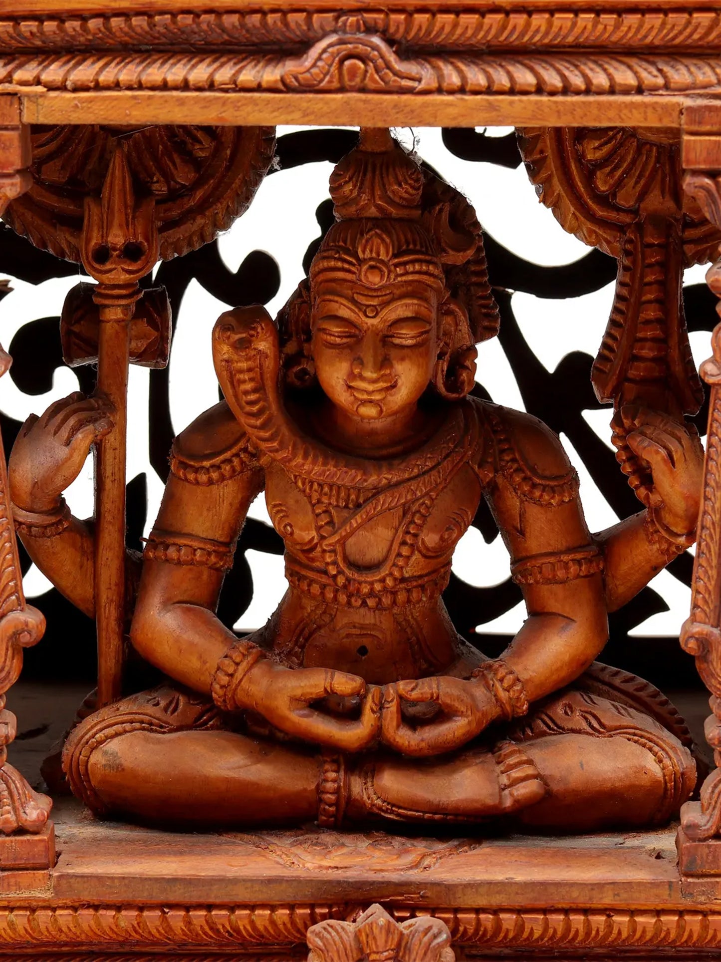 48" Shiva Family - The Universe of Bhagawan Shiva (Award Winning Sculpture) | Teakwood Statue for Temple with Carving
