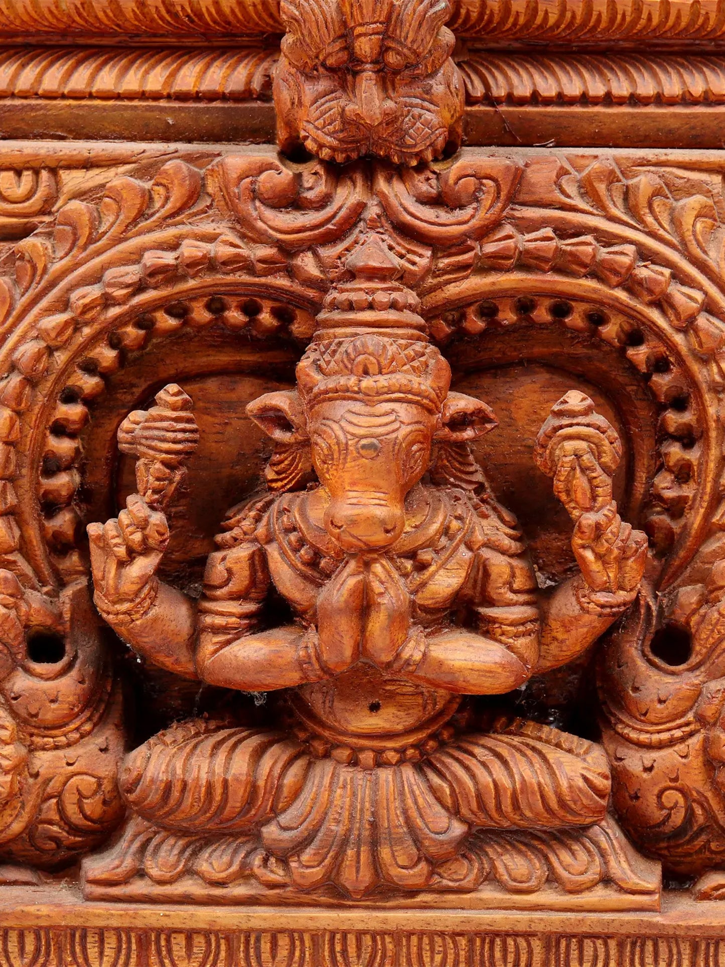 48" Shiva Family - The Universe of Bhagawan Shiva (Award Winning Sculpture) | Teakwood Statue for Temple with Carving