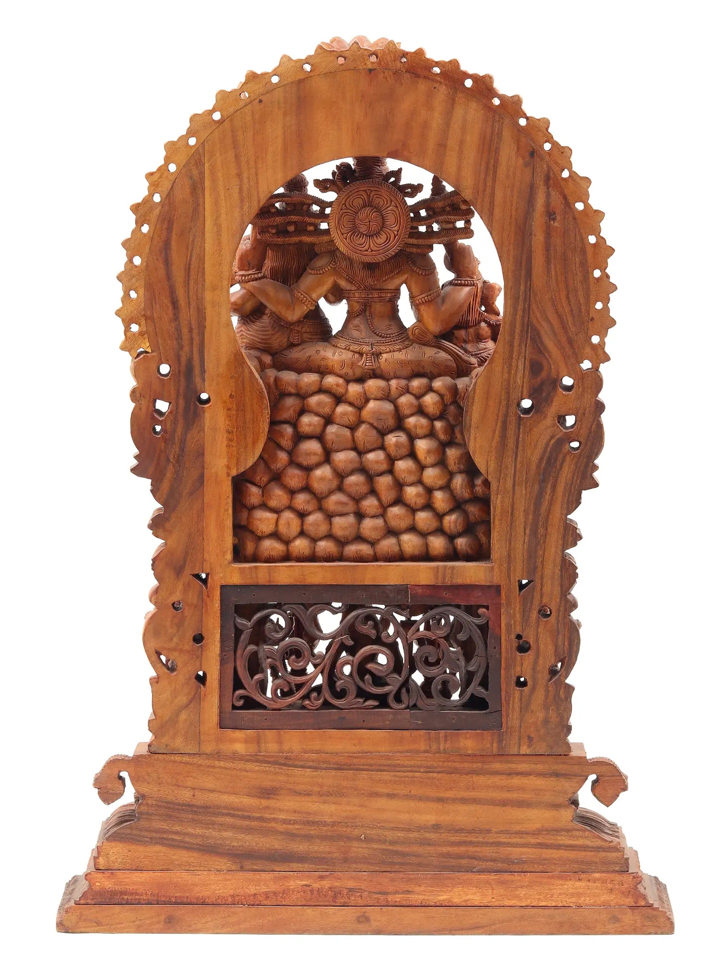 48" Shiva Family - The Universe of Bhagawan Shiva (Award Winning Sculpture) | Teakwood Statue for Temple with Carving