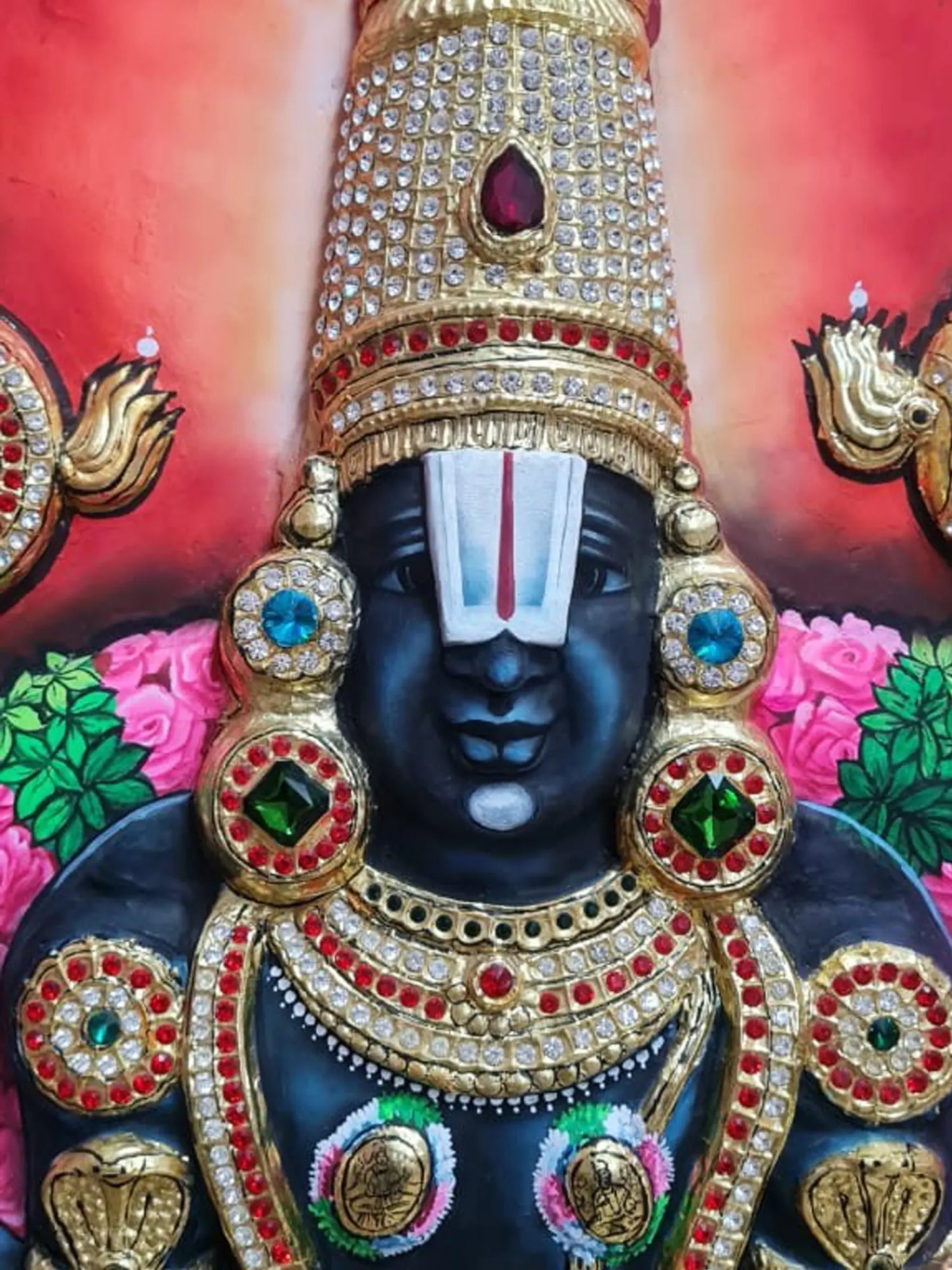 Masterpiece of Lord Venkateswara with Goddess Lakshmi | Handmade Tanjore Painting