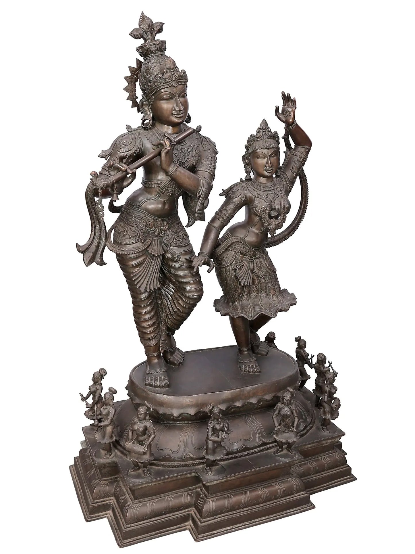 60" Large Statue Radha & Krishna | Panchaloha Bronze Statue from Swamimalai (Lost-Wax) - (Shipped by Sea)