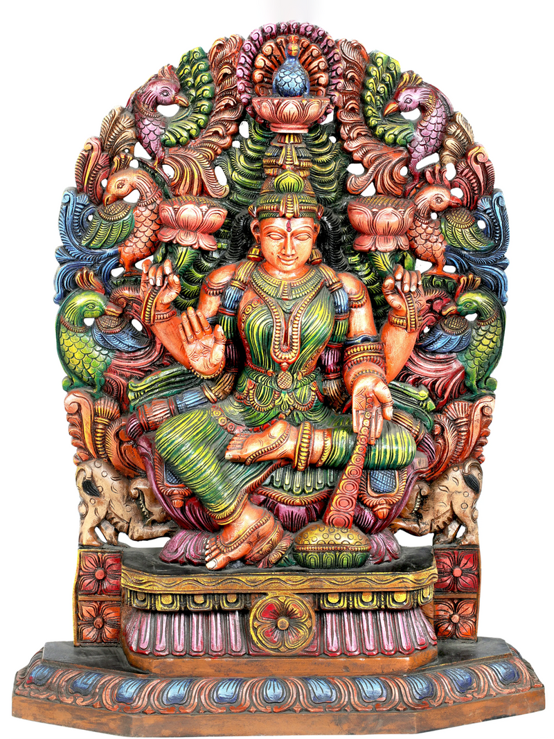Goddess Lakshmi Wood Statues