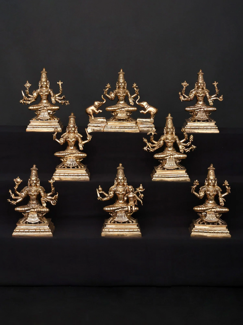 Ashtalakshmi Set of Eight Forms of Lakshmi in Panchaloha Bronze