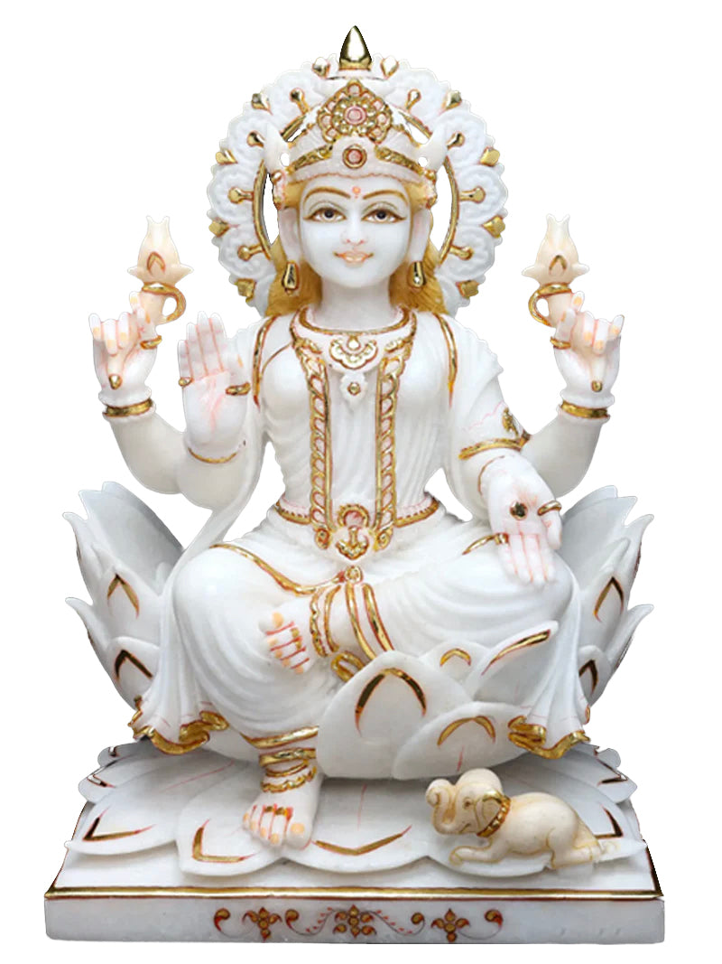 White marble statue of Lakshmi