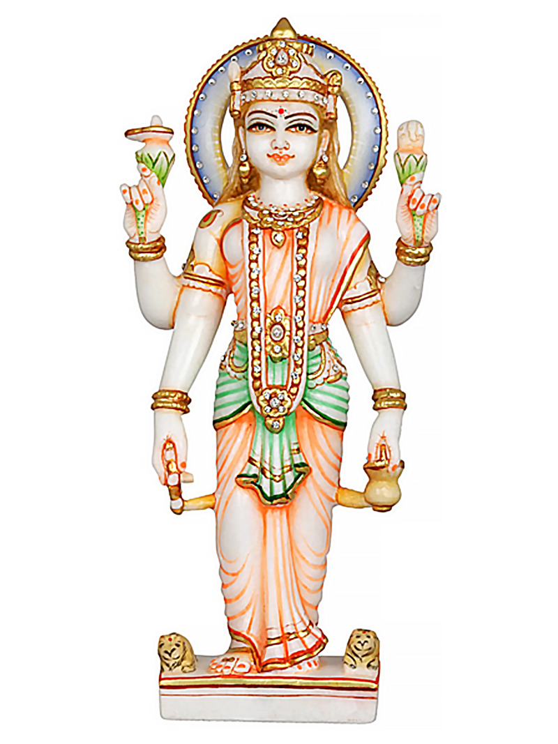 Colorful marble statue of Parvati