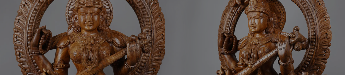 Goddess Saraswati Wood Statues