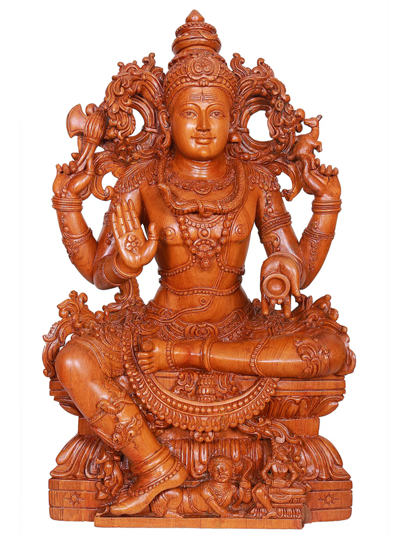 Carved wooden Shiva statue