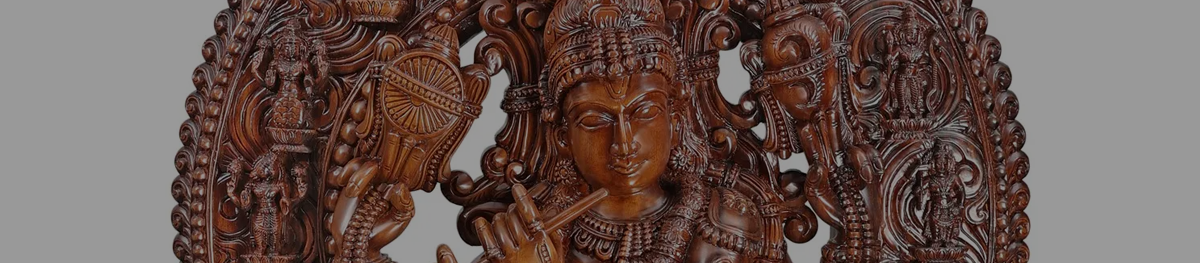 Krishna Wood Statues