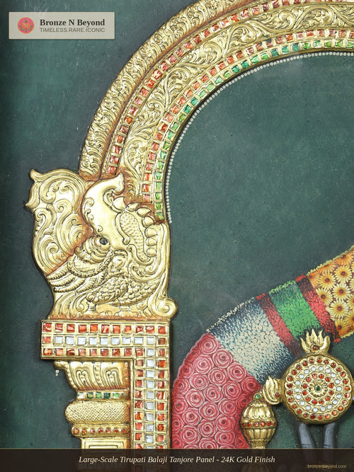 Large-Scale Tirupati Balaji Tanjore Panel - 24K Gold Finish
