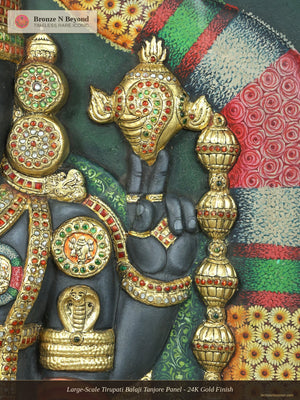 Large-Scale Tirupati Balaji Tanjore Panel - 24K Gold Finish