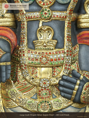 Large-Scale Tirupati Balaji Tanjore Panel - 24K Gold Finish