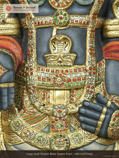 Large-Scale Tirupati Balaji Tanjore Panel - 24K Gold Finish