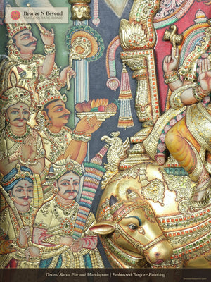 Grand Shiva Parvati Mandapam | Embossed Tanjore Painting