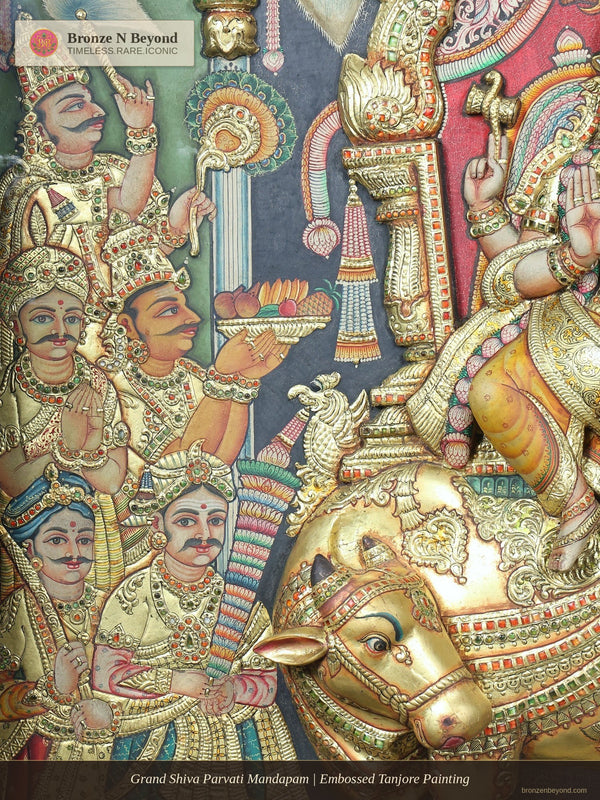 Grand Shiva Parvati Mandapam | Embossed Tanjore Painting