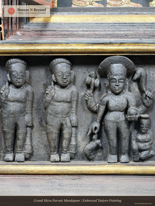 Grand Shiva Parvati Mandapam | Embossed Tanjore Painting