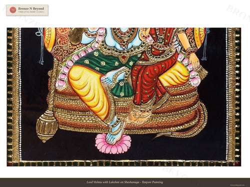 Lord Vishnu with Lakshmi on Sheshanaga - Tanjore Painting