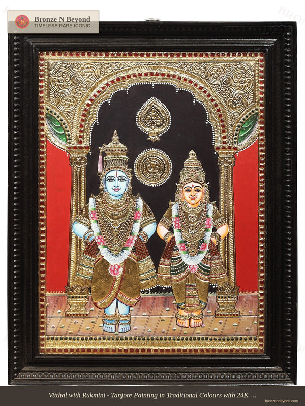Lord Vitthal with Goddess Rukmini Tanjore Painting