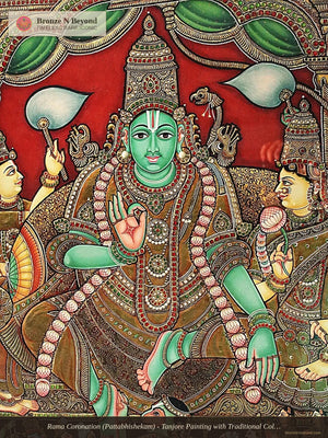 Rama Coronation (Pattabhishekam) - Tanjore Painting with Traditional Colours and 24K Gold - Award-Winning Masterpiece