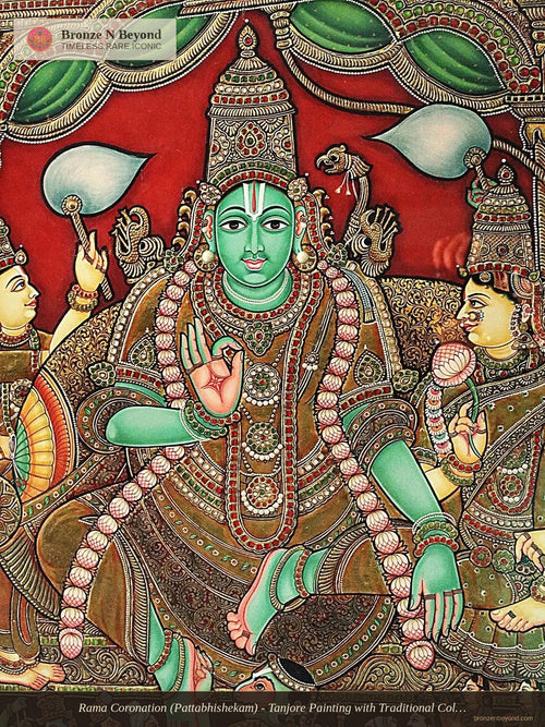 Rama Coronation (Pattabhishekam) - Tanjore Painting with Traditional Colours and 24K Gold - Award-Winning Masterpiece