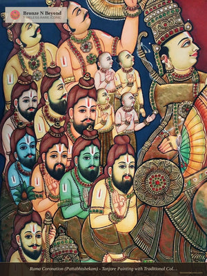 Rama Coronation (Pattabhishekam) - Tanjore Painting with Traditional Colours and 24K Gold - Award-Winning Masterpiece