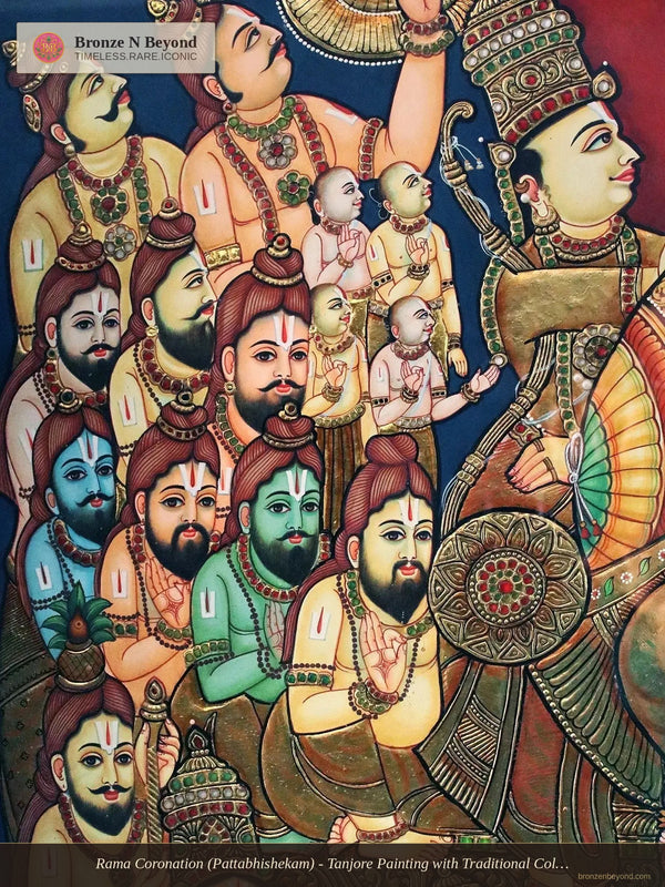 Rama Coronation (Pattabhishekam) - Tanjore Painting with Traditional Colours and 24K Gold - Award-Winning Masterpiece