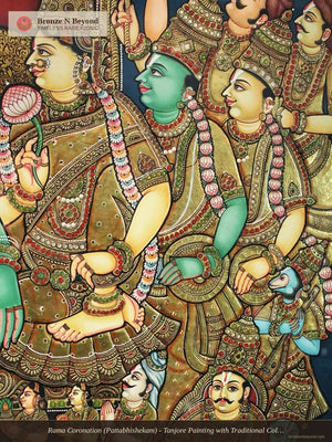 Rama Coronation (Pattabhishekam) - Tanjore Painting with Traditional Colours and 24K Gold - Award-Winning Masterpiece