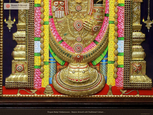 Tirupati Balaji Venkateswara - Tanjore Artwork with Traditional Colours and 24K Gold