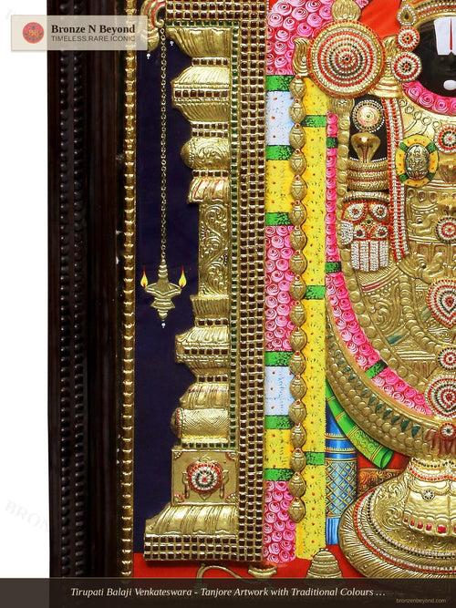 Tirupati Balaji Venkateswara - Tanjore Artwork with Traditional Colours and 24K Gold