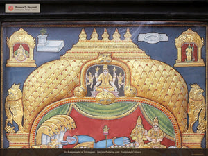 Sri Ranganatha of Srirangam - Tanjore Painting with Traditional Colours and 24K Gold