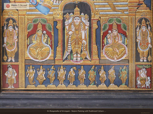 Sri Ranganatha of Srirangam - Tanjore Painting with Traditional Colours and 24K Gold