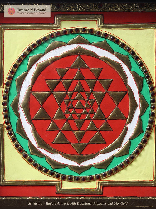 Sri Yantra - Tanjore Artwork with Traditional Pigments and 24K Gold