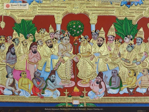 Rukmini Kalyanam (Wedding of Krishna and Rukmini) - Tanjore Painting with Traditional Pigments and 24K Gold